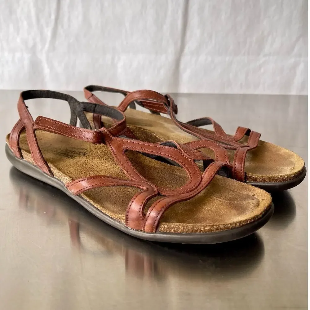 Naot Dorith Brown Maple Sandals Ankle Strap Women EU 39/US 8